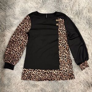 Leopard Print Black Women's Top